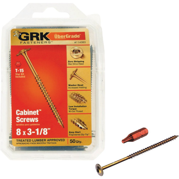 GRK #8 x 3-1/8 In. Star Drive Cabinet Screw (50-Count) 114083