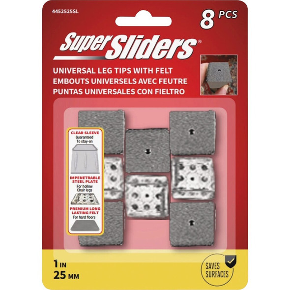 Super Sliders 8pk Pl & Sq Flt Leg Tips 4452525SL 225529
