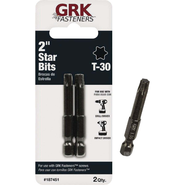 GRK 2 In. T30 Star Drive Impact Screwdriver Bit (2 Ct.) 187451