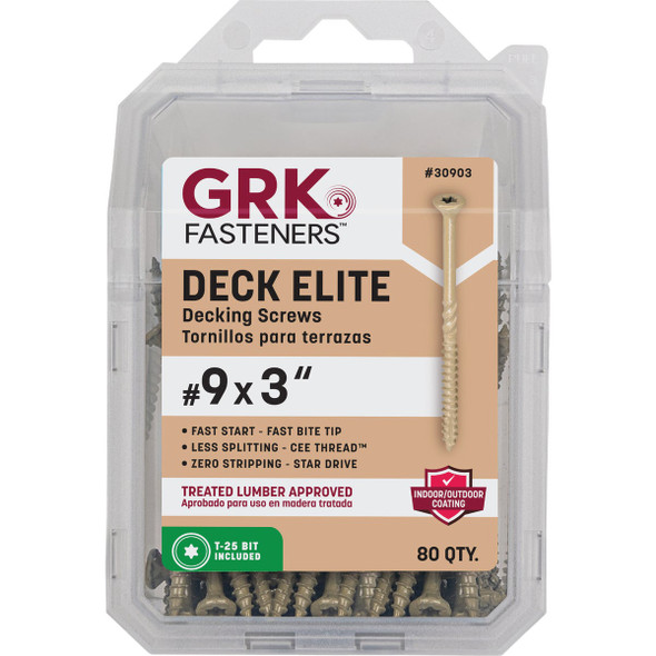 GRK Deck Elite #9 x 3 In. Star Drive Bugle-Head Deck Screw (80 Ct.) 30903