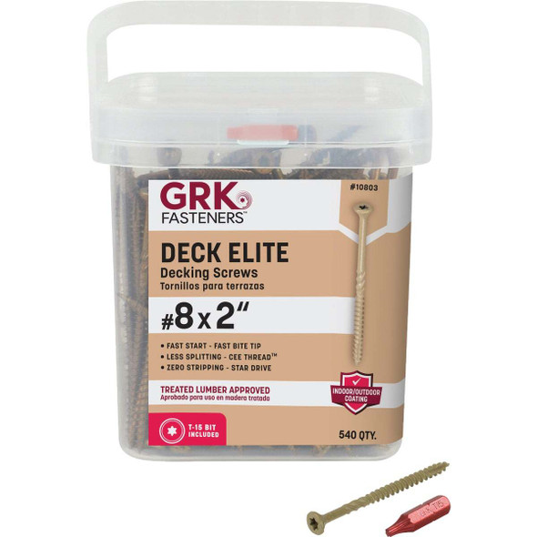 GRK Deck Elite #8 x 2 In. Star Drive Bugle-Head Deck Screw (540-Count) 10803