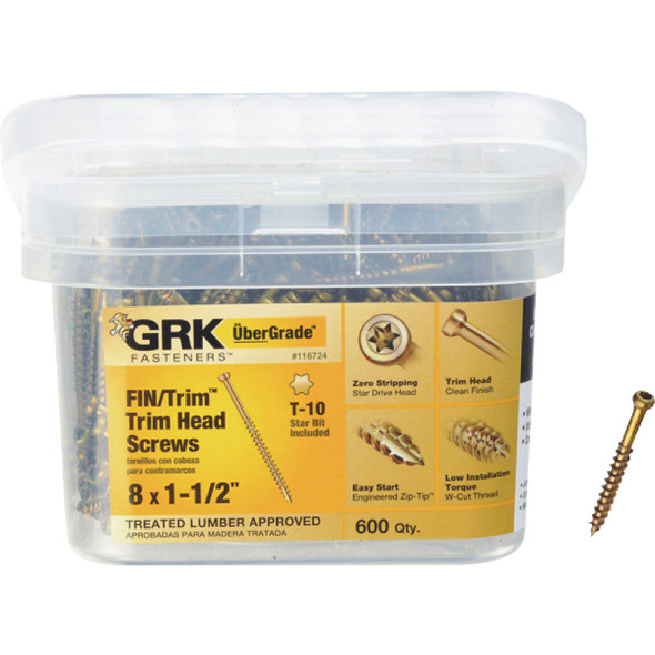 GRK #8 x 1-1/2 In. Star Drive Steel Trim Screw (600-Count) 116724