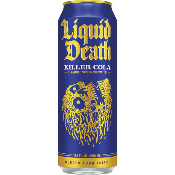 Liquid Death 19.2 Oz. Killer Cola 100% Sparkling Mountain Water Pack of 24