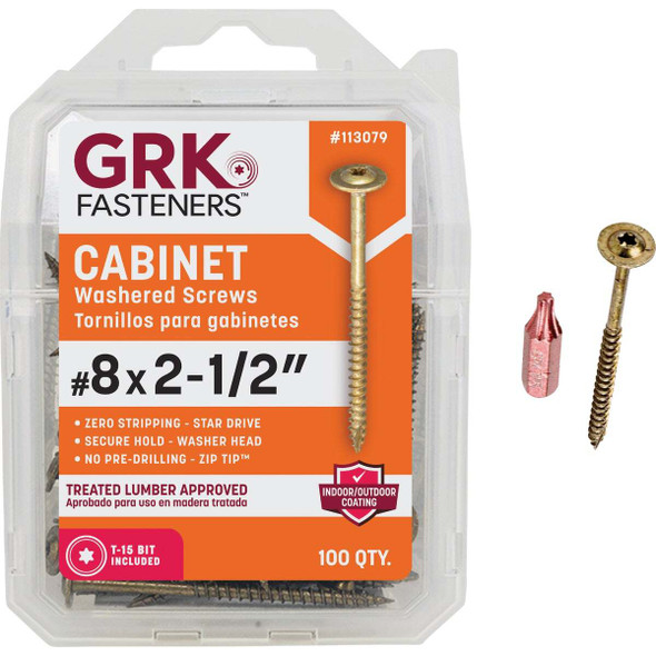 GRK #8 x 2-1/2 In. Star Drive Cabinet Screw (100-Count) 113079