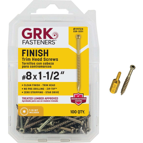 GRK #8 x 1-1/2 In. Star Drive Steel Trim Screw (100-Count) 119724