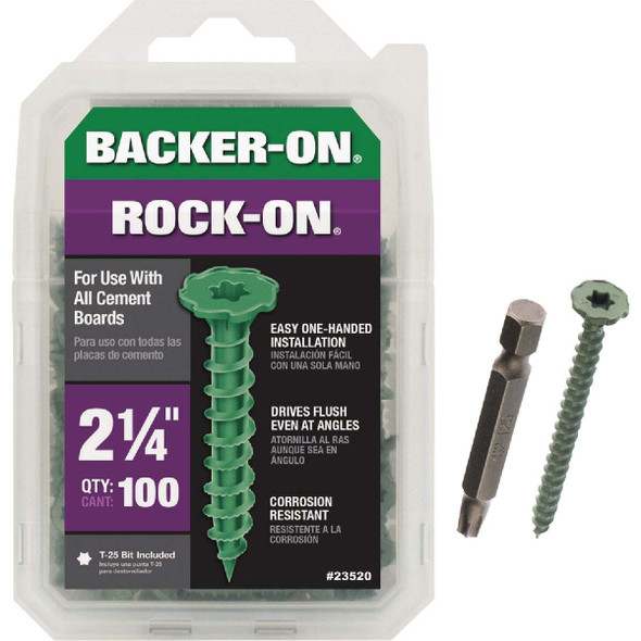Backer-On Rock-On #9 x 2-1/4 In. Star Drive Cement Board Screws (100-Count)