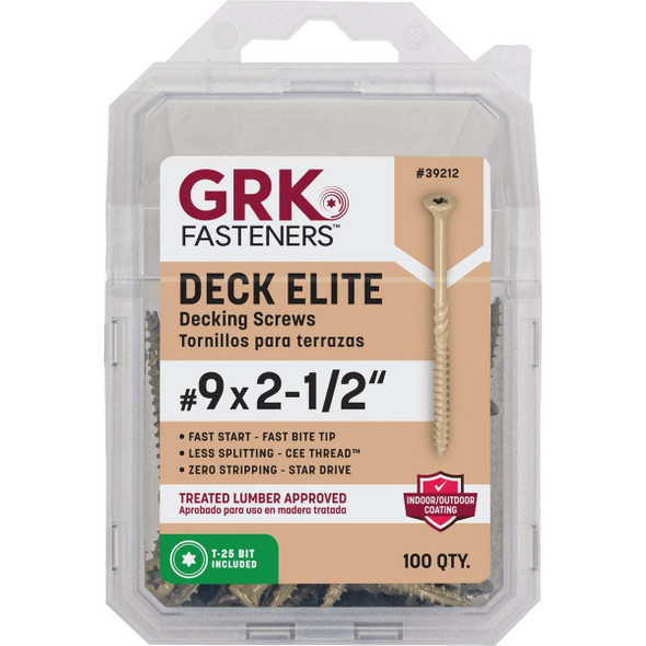 GRK Deck Elite #9 x 2-1/2 In. Star Drive Bugle-Head Deck Screw (100 Ct.) 39212