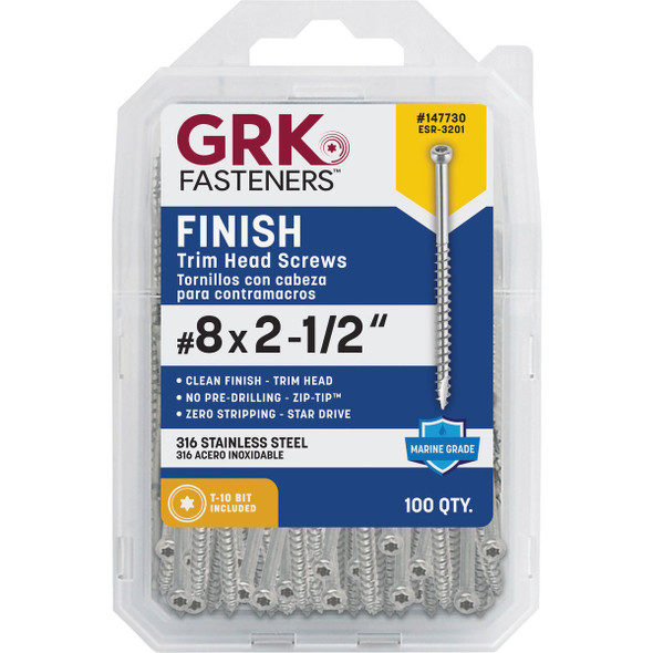 GRK #8 x 2-1/2 In. Star Drive Stainless Steel Trim Screw (100 Ct.) 147730