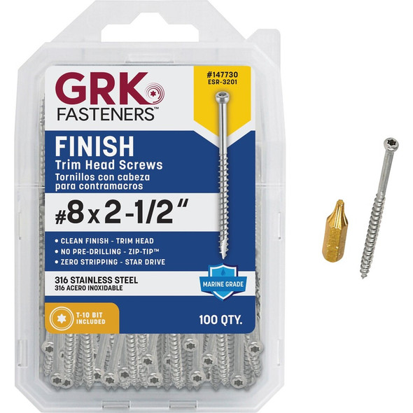 GRK #8 x 2-1-2 In. Star Drive Stainless Steel Trim Screw (100-Count) 147730 242002