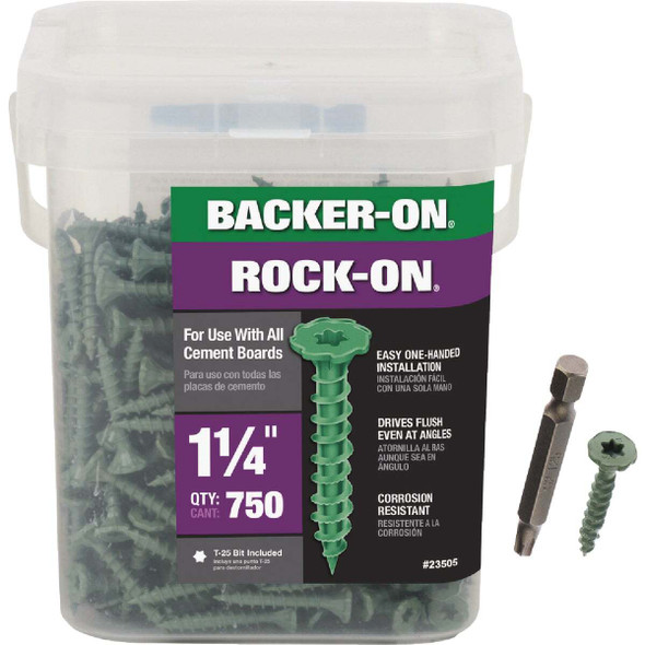 Backer-On Rock-On #9 x 1-1/4 In. Star Drive Cement Board Screws (750-Count)
