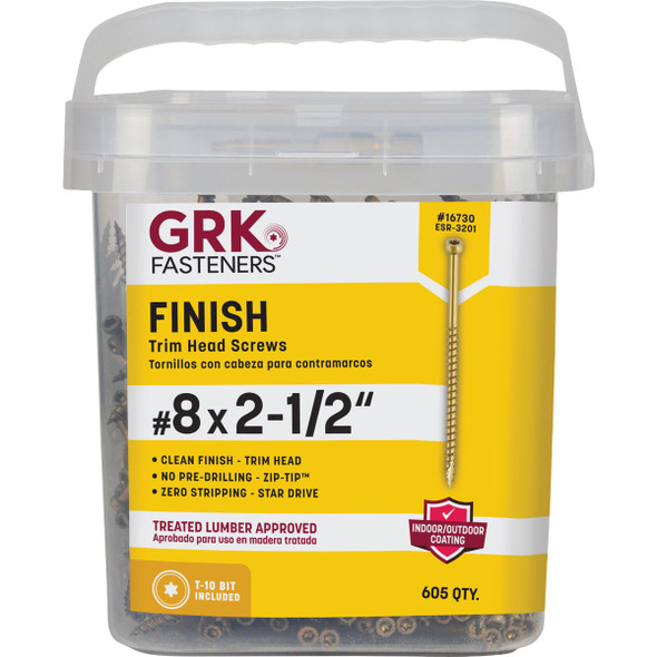 GRK #8 x 2-1/2 In. Star Drive Steel Trim Screw (605 Ct.)