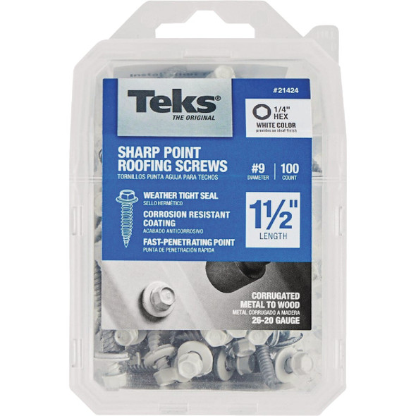 Teks 100ct 9x1-1/2 Wh Rf Scrw 21424