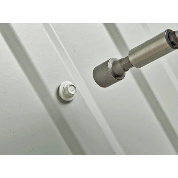 Teks #9 x 1-1/2 In. Hex Washer Head Sharp Point Metal to Wood White Roofing Screw (100 Ct.) Teks #9 x 1-1/2 In. Hex Washer Head Sharp Point Metal to Wood White Roofing Screw (100 Ct.)