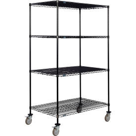 Nexel 4 Shelf Truck Black Epoxy 60""W x 30""D x 80""H Polyurethane Swivel Caster