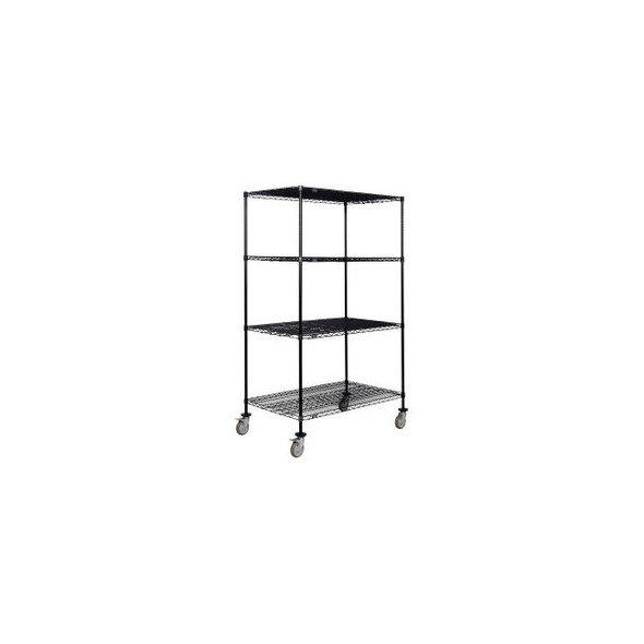 Nexel 4 Shelf Truck Black Epoxy 60""W x 30""D x 80""H Polyurethane Swivel Caster