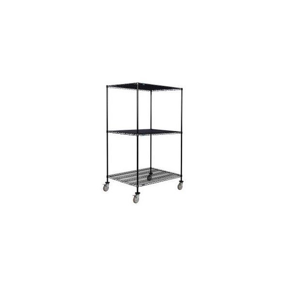 Nexel 3 Shelf Truck Black Epoxy 36""W x 36""D x 80""H Polyurethane Swivel Caster