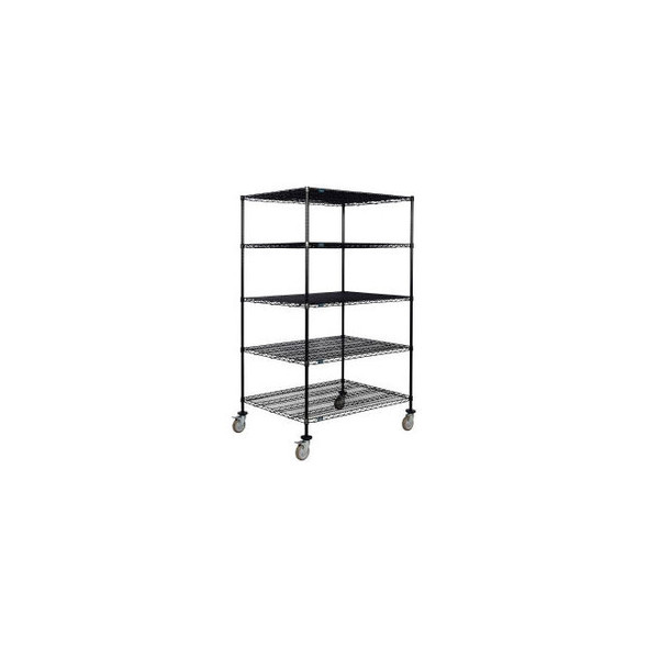 Nexel 5 Shelf Truck Black Epoxy 48""W x 36""D x 69""H Polyurethane Swivel Caster