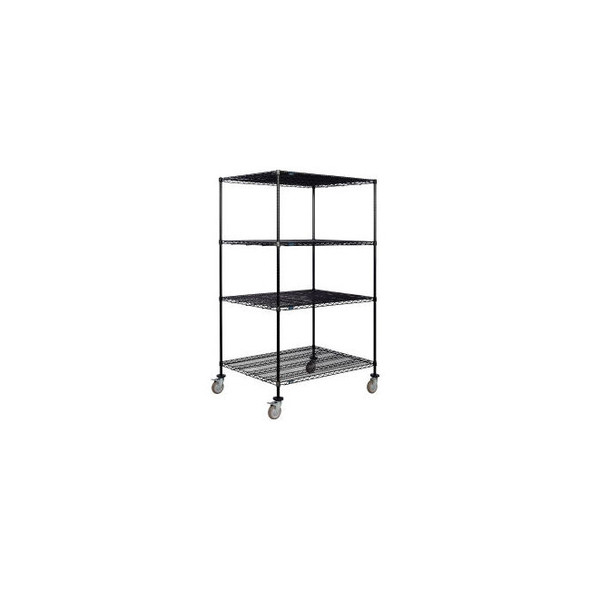 Nexel 4 Shelf Truck Black Epoxy 72""W x 36""D x 69""H Polyurethane Swivel Caster