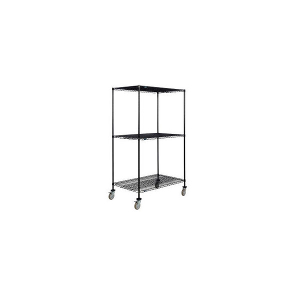 Nexel 3 Shelf Truck Black Epoxy 36""W x 30""D x 69""H Polyurethane Swivel Caster