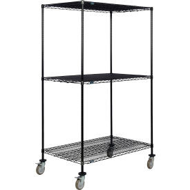 Nexel 3 Shelf Truck Black Epoxy 60""W x 30""D x 80""H Polyurethane Swivel Caster