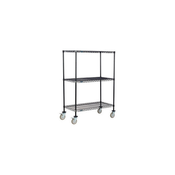 Nexel 3 Shelf Truck Black Epoxy 36""W x 21""D x 60""H Polyurethane Swivel Caster