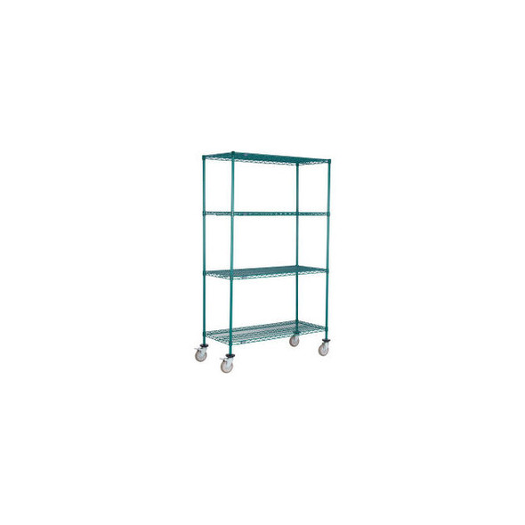 Nexel 4 Shelf Truck Poly-Green 24""W x 14""D x 60""H Polyurethane Swivel Casters