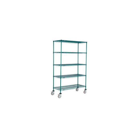 Nexel 5 Shelf Truck Poly-Green 60""W x 21""D x 60""H Polyurethane Swivel Casters