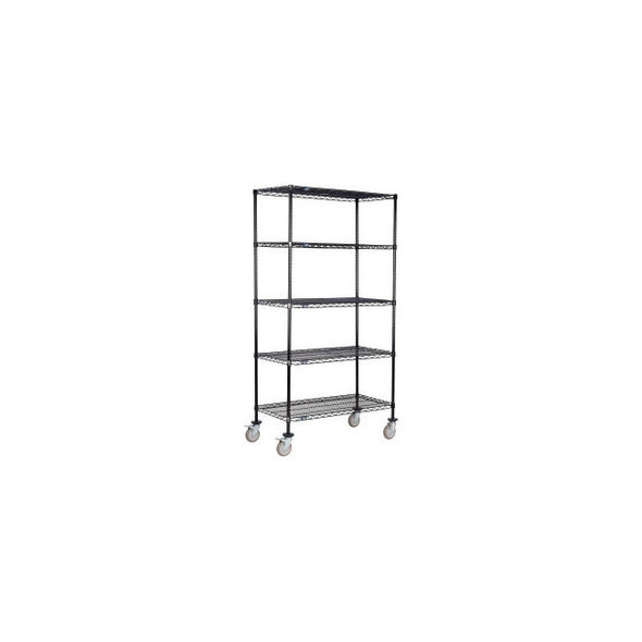 Nexel 5 Shelf Truck Black Epoxy 24""W x 24""D x 60""H Polyurethane Swivel Caster