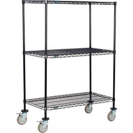 Nexel 3 Shelf Truck Black Epoxy 48""W x 14""D x 60""H Polyurethane Swivel Caster