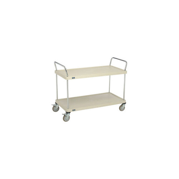 Nexel 2 Shelf Utility Cart Solid Plastic 48""Wx24""Dx39""H Poly Casters4 Swivel