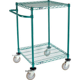 Nexel 2 Shelf Push Cart Poly-Green24""W x 24""D x 40""H Poly Casters4 Swivel 2 B