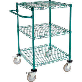 Nexel 3 Shelf Push Cart Poly-Green24""W x 24""D x 40""H Poly Casters4 Swivel 2 B