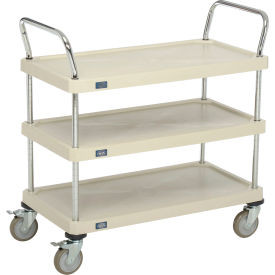 Nexel 3 Shelf Utility Cart Solid Plastic 36""Wx18""Dx39""H Poly Casters4 Swivel