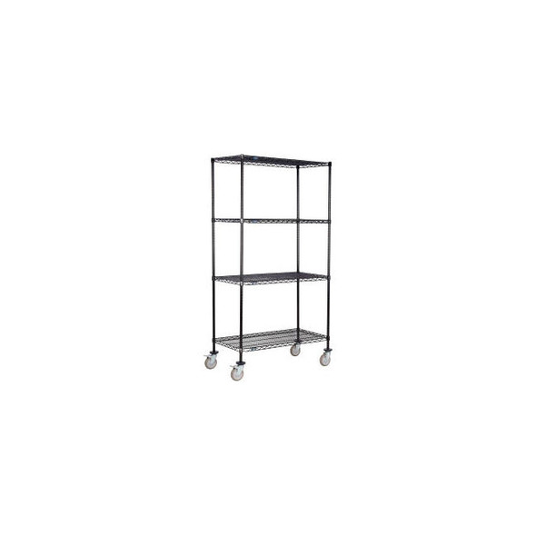 Nexel 4 Shelf Truck Black Epoxy 60""W x 18""D x 69""H Polyurethane Swivel Caster