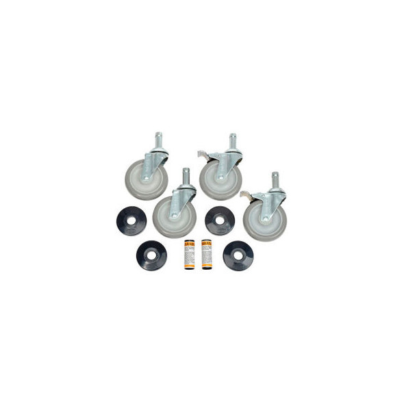 Nexel Stem Casters Set (4) 5"" Polyurethane Wheel 2 with Brakes 1200 Lb. Capacit