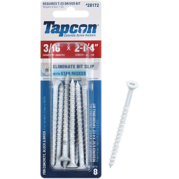 Tapcon 8ct 3/16x2.25" Scr Anchr 28172