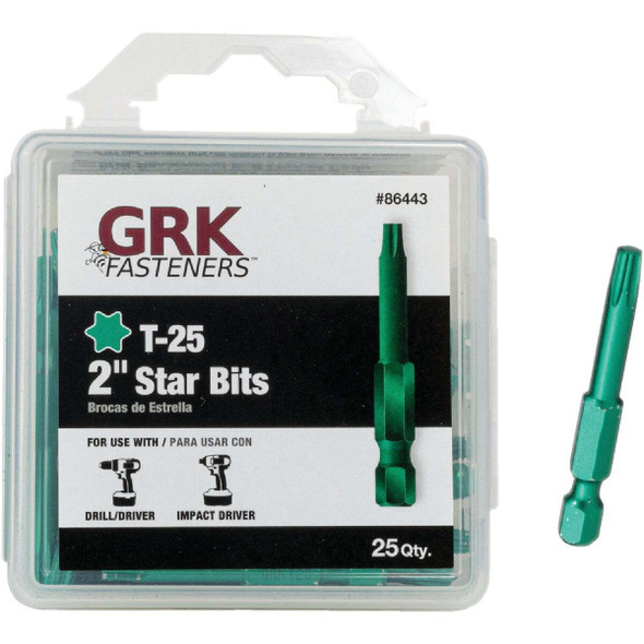 GRK 2 In. T25 Star Drive Impact Screwdriver Bit (25-Count) 86443