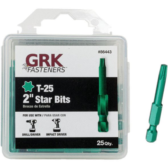 GRK 2 In. T25 Star Drive Impact Screwdriver Bit (25-Count) 86443