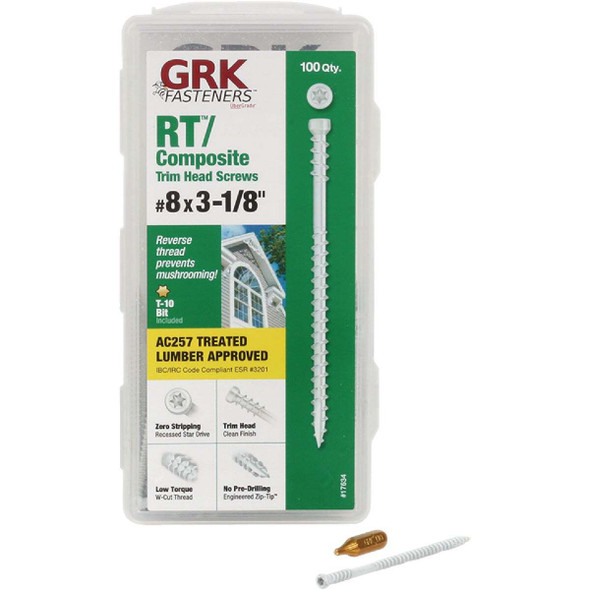 GRK RT #8 x 3-1/8 In. Star Drive White Composite Screw (100 Ct.) 17634