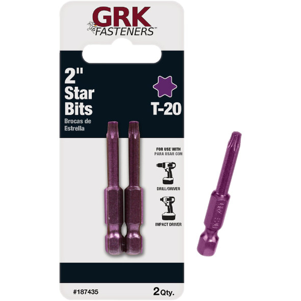 GRK 2 In. T20 Star Drive Impact Screwdriver Bit (2 Ct.) 187435
