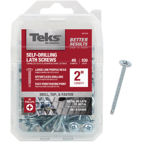Teks #8 x 2 In. Modified Truss Head Drill Point Lath Screw (100-Count) 21538