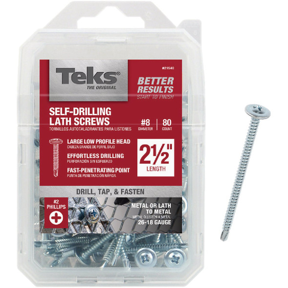 Teks #8 x 2-1/2 In. Modified Truss Head Drill Point Lath Screw (80-Count) 21540