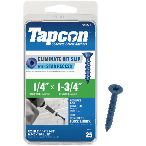 Tapcon 25ct 1/4x1.75" Scr Anchr 28275