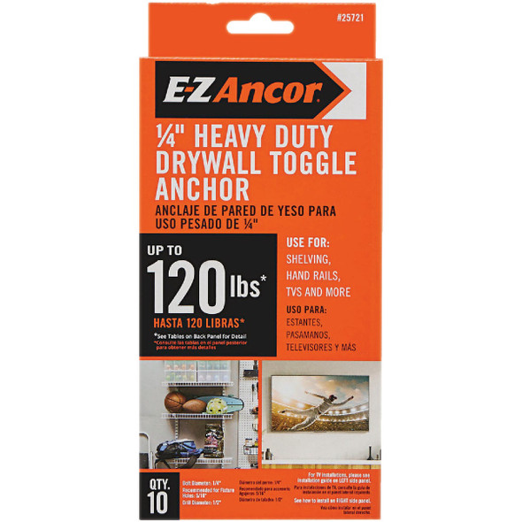 E-Z Ancor 1/4 In. Heavy Duty Pull Toggle Drywall Anchor  25721