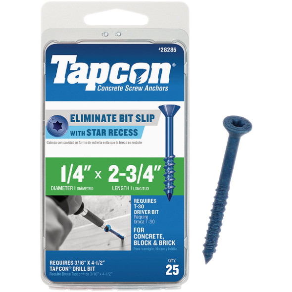 Tapcon 25ct 1/4x2.75" Scr Anchr 28285