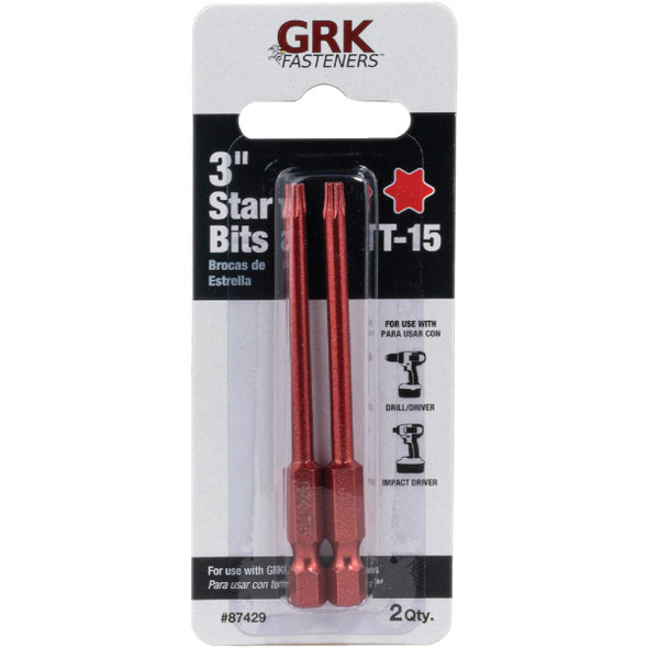 GRK 3 In. T15 Star Drive Impact Screwdriver Bit (2 Ct.) 87429