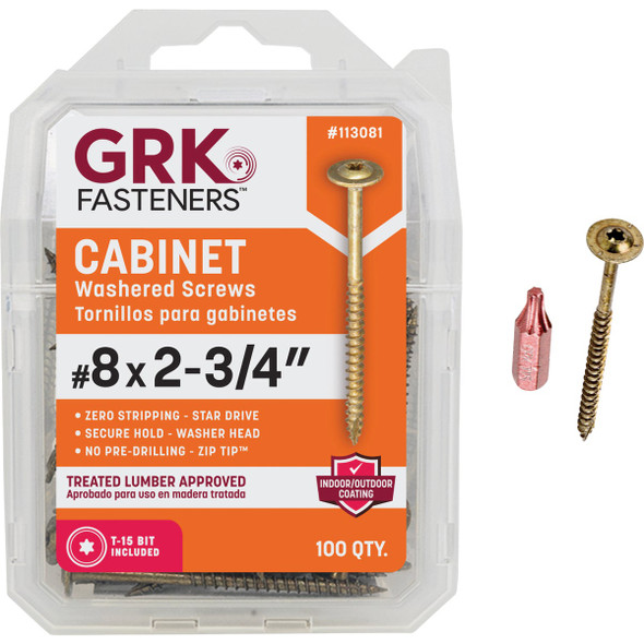 GRK #8 x 2-3/4 In. Star Drive Cabinet Screw (100-Count) 113081