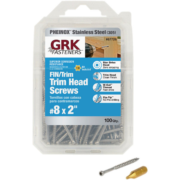 GRK #8 x 2 In. Star Drive Stainless Steel Trim Screw (100 Ct.) 67728