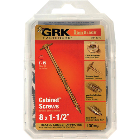 GRK #8 x 1-1-2 In. Star Drive Cabinet Screw (100-Count) 114073 258092