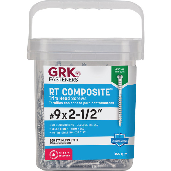 GRK RT #9 x 2-1-2 In. Star Drive Stainless Steel Composite Screw (365-Count) 36101 253759